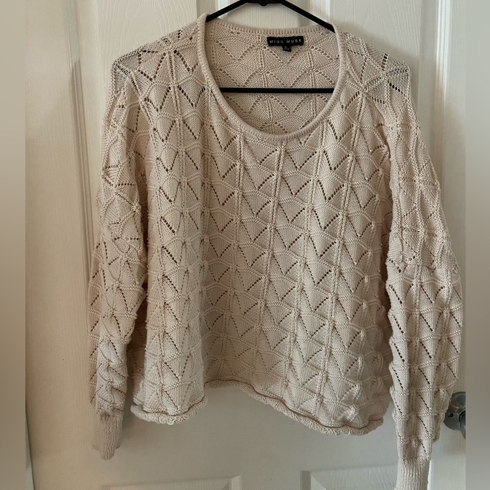 Miou Muse White  Knit Sweater Size S